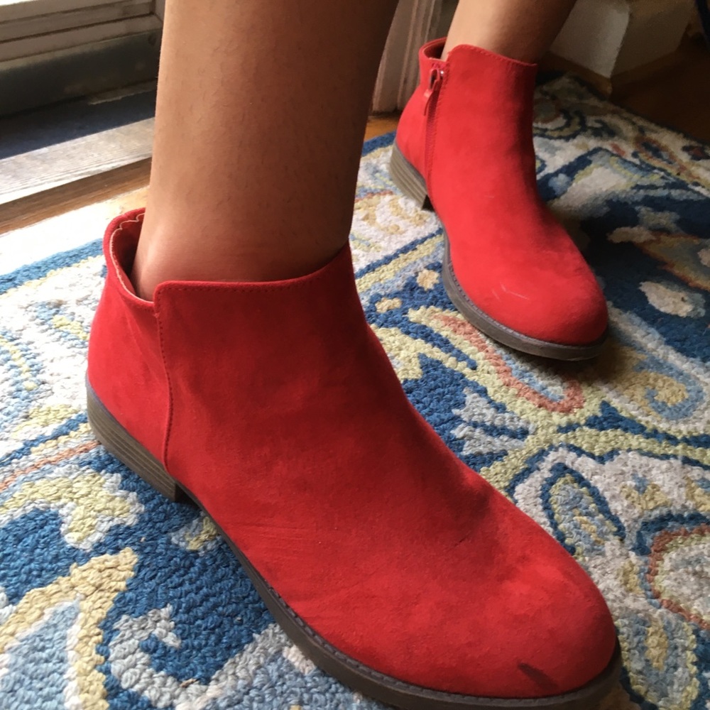 mini red ankle boots❤️